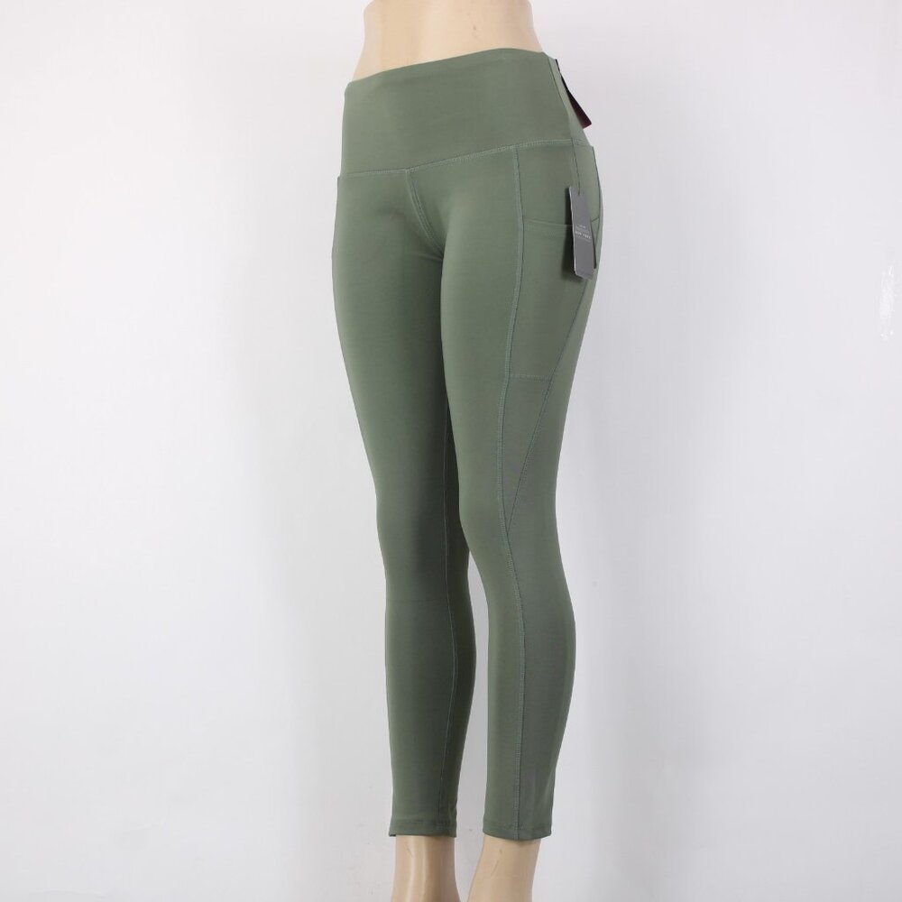 NYL AW Crop Pant Sz M x 27 Green Pull On Pockets Polyester Spandex AW Capri - Picture 2 of 16